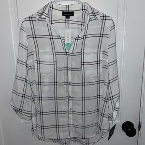 Cute white plaid button down from Stitch Fix. Never worn, still has tags.